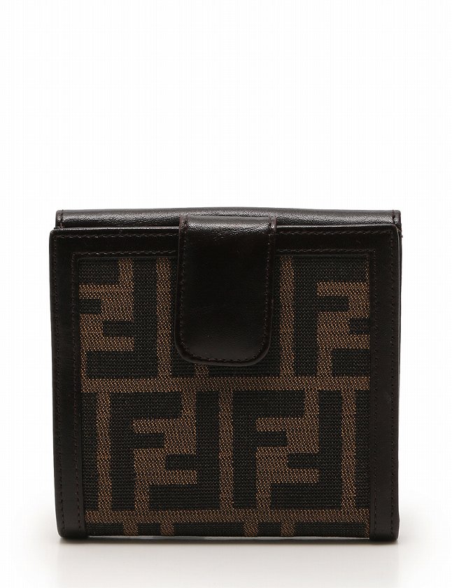 フェンディ FENDI 財布 二つ折り ズッカ柄 Wホック ダーク
