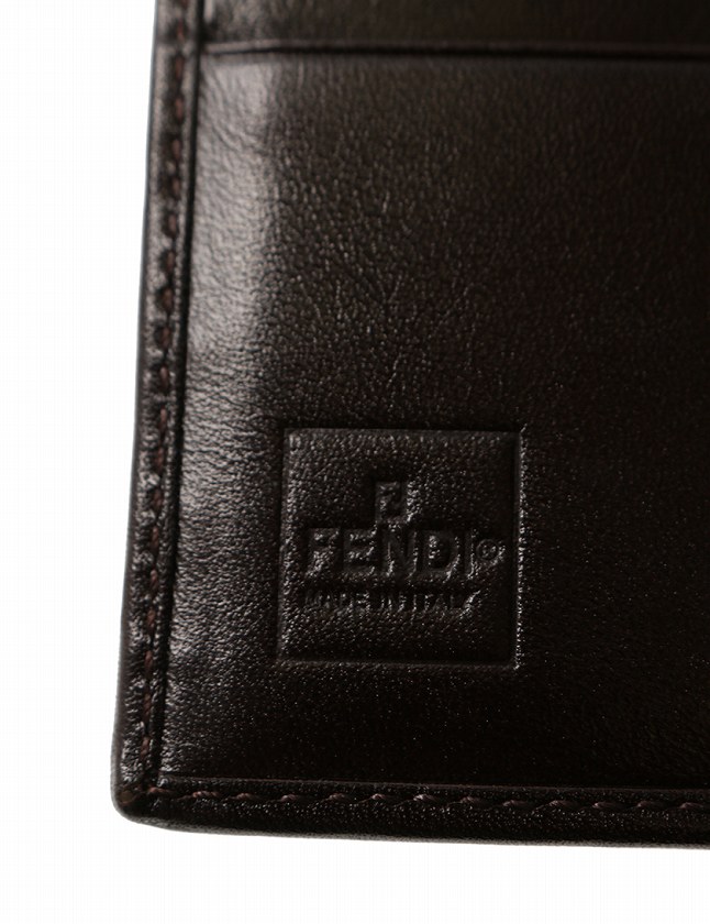 フェンディ FENDI 財布 二つ折り ズッカ柄 Wホック ダーク