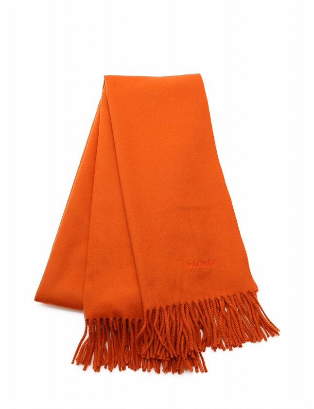 エルメス HERMES マフラー ショール オレンジ 小物 ワンポイント  