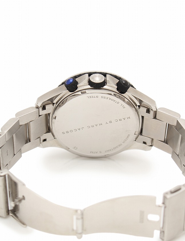 マークジェイコブス Marc Jacobs 腕時計 ロック シルバー 青 黒 ブルー文字盤 クオーツ Ss Rock Mbm5055 箱 説明書付き メンズ 114 ベクトルパーク