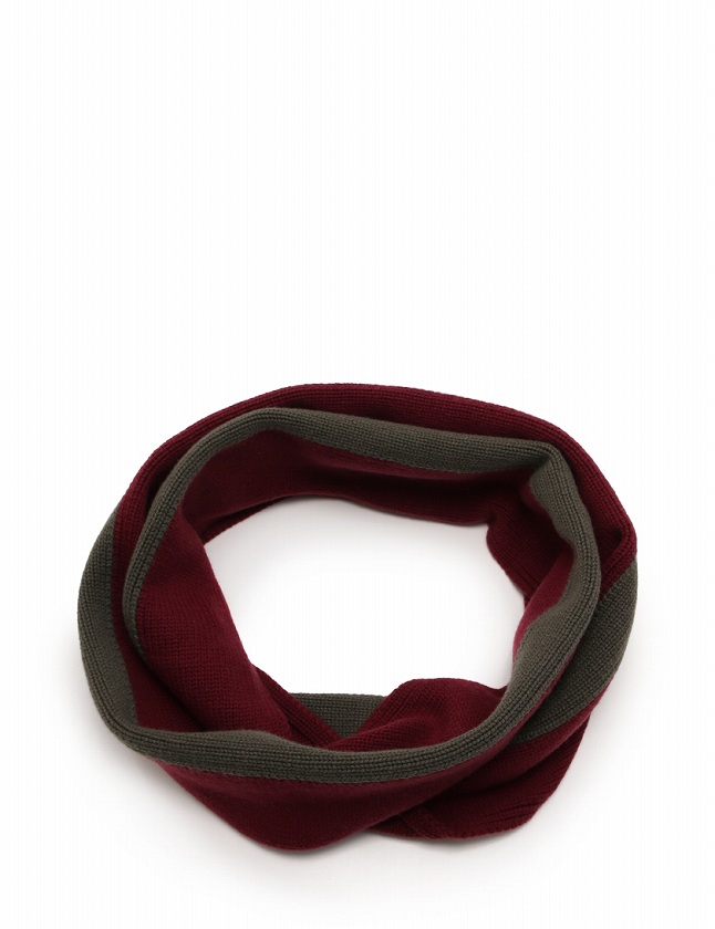 エルメス HERMES スヌード マフラー ニット ボルドー 赤 グレー 小物  