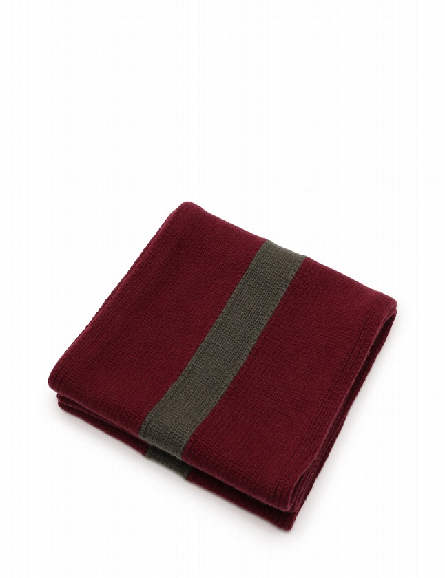 エルメス HERMES スヌード マフラー ニット ボルドー 赤 グレー 小物  