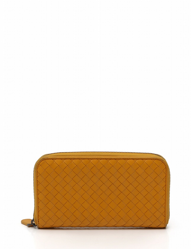✨美品✨ ボッテガヴェネタ ラウンド長財布 イントレチャート ブラウン イエロー BOTTEGA VENETA ボッテガ・ヴェネタ イントレチャートラウンド