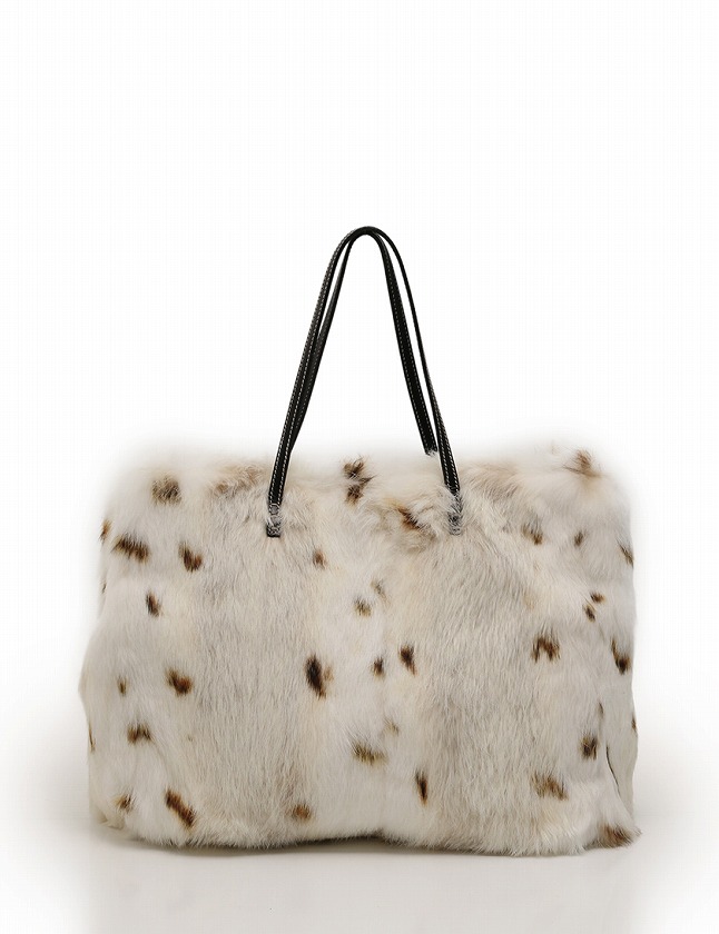 FENDI ファートートバッグ ホワイト/ベージュ