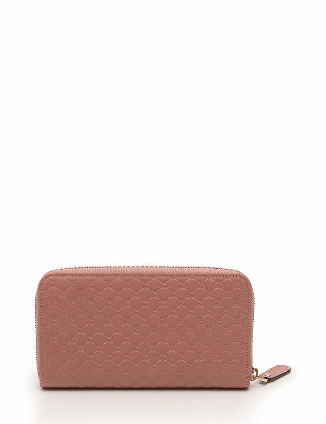 グッチ GUCCI 長財布 ラウンドファスナー マイクログッチシマ ピンク