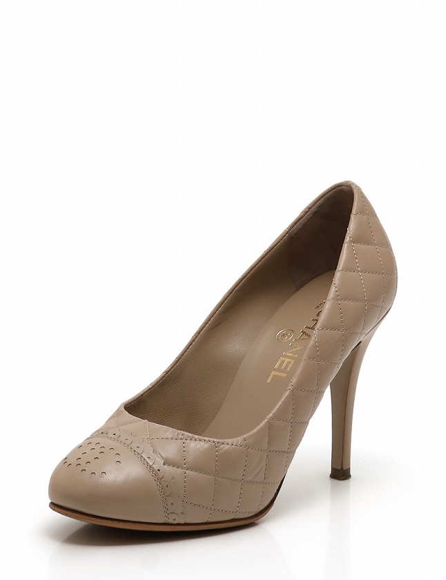 シャネル CHANEL パンプス ヒール マトラッセ ココマーク ベージュ  