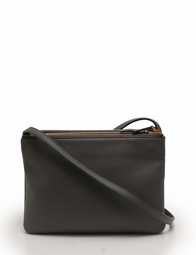 セリーヌ CELINE ショルダーバッグ ポシェット トリオ グレー レザー 
