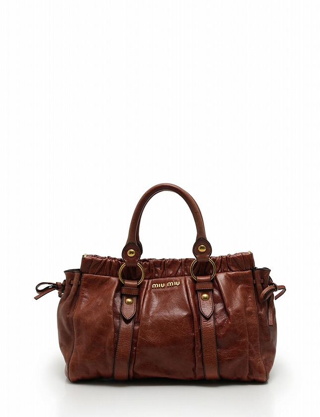 ミュウミュウ miumiu ハンドバッグ ショルダーバッグ 茶色 ブラウン 