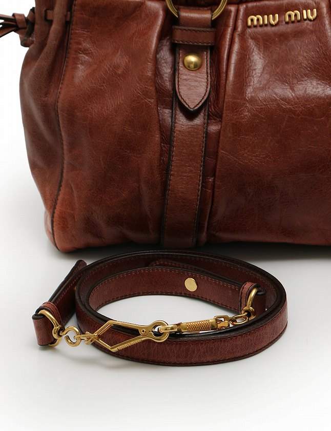 ミュウミュウ miumiu ハンドバッグ ショルダーバッグ 茶色 ブラウン