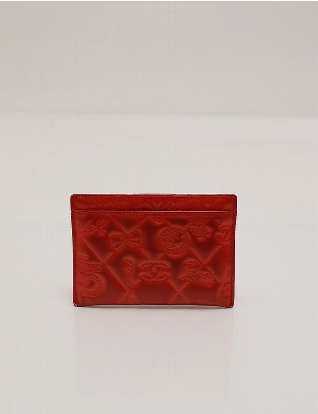 シャネル CHANEL カードケース パスケース アイコンライン 赤 レッド 