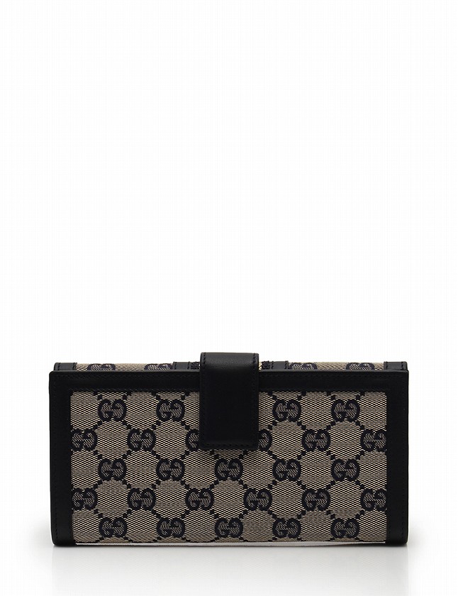 グッチ GUCCI 長財布 ベージュ ネイビー 小物 GGキャンバス レザー