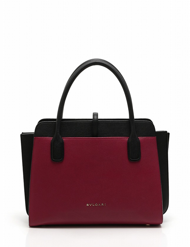 ブルガリ 281553 レディース レザー ハンドバッグ,ショルダーバッグ ブラック,ライトパープル