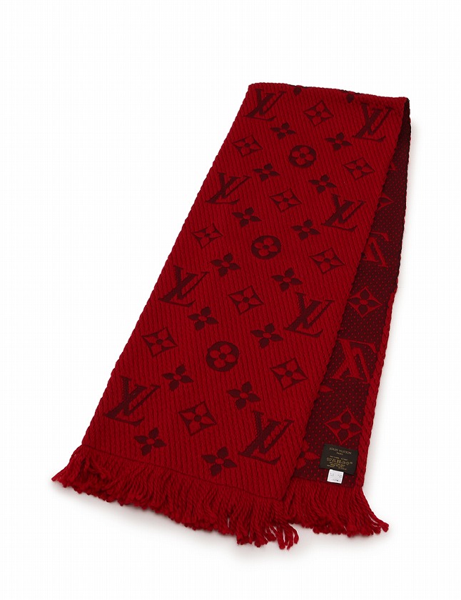 ルイヴィトン LOUIS VUITTON マフラー エシャルプ ロゴマニア ルビー  