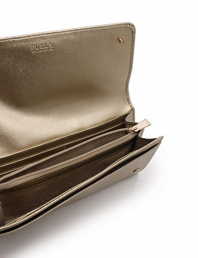 FURLA ゴールド 長財布 オリジナルボックス付き フルラ FURLA 長財布 ゴールド 小物 レザー 箱 保存袋付き レディース