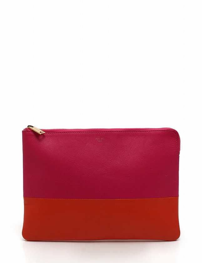 セリーヌ CELINE クラッチバッグ ピンク オレンジ バイカラー レザー