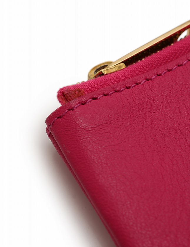 セリーヌ CELINE クラッチバッグ ピンク オレンジ バイカラー レザー