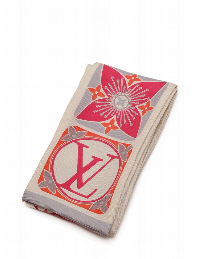 ルイヴィトン LOUIS VUITTON スカーフ バンドー ピンク オレンジ