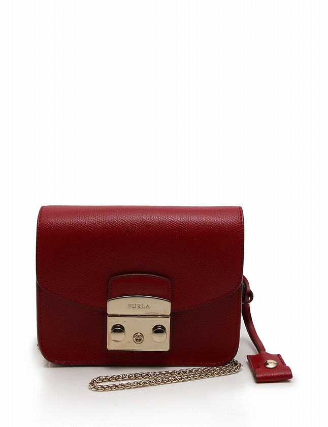フルラ FURLA ショルダーバッグ ポシェット メトロポリス チェーン 赤  