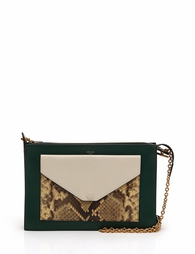 セリーヌ CELINE ショルダーバッグ クラッチバッグ チェーン 緑 