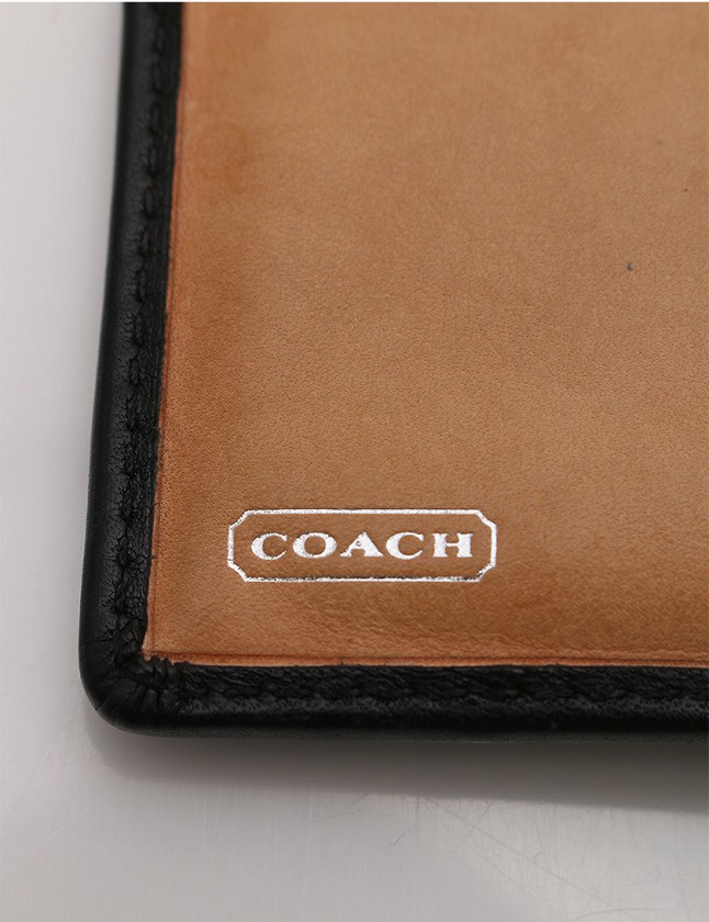 コーチ COACH 財布 二つ折り Wホック 黒 ブラック 小物 レザー