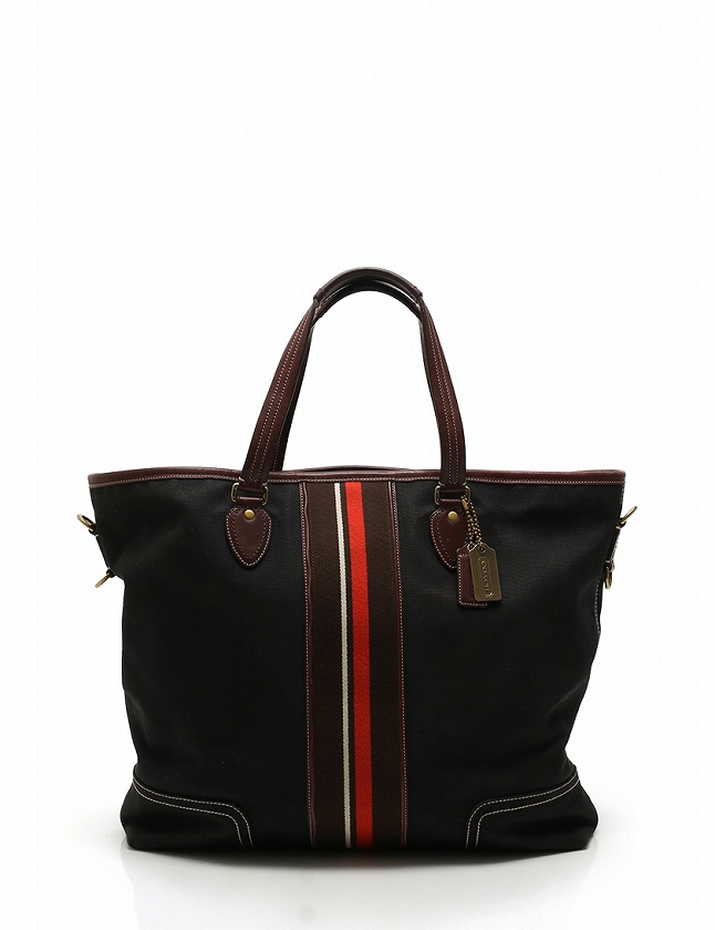 コーチ COACH トートバッグ 黒 ブラック 茶色 キャンバス レザー 70129 