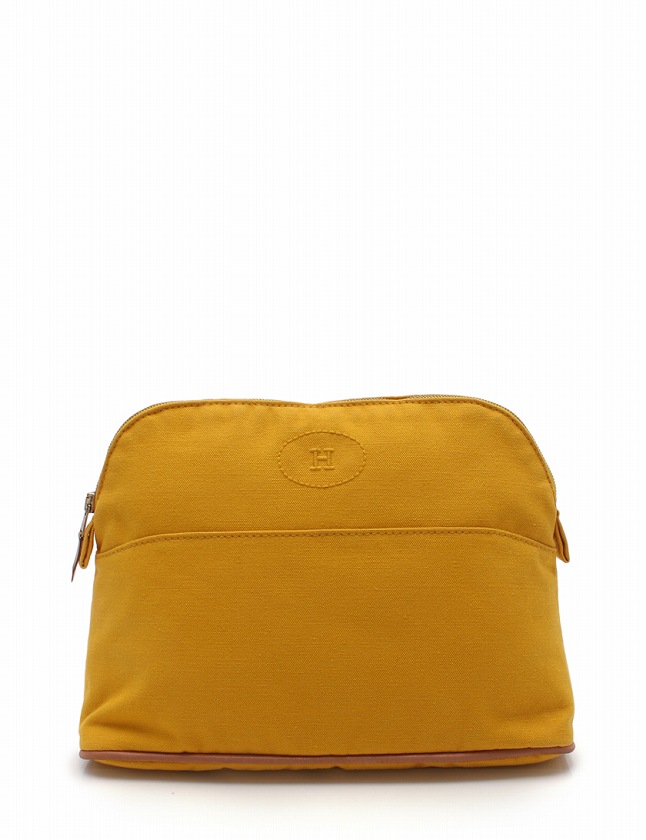 エルメス HERMES ポーチ ボリード 25 黄色 イエロー 小物 キャンバス 