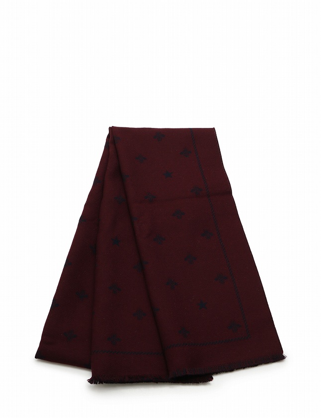 グッチ GUCCI マフラー ビー スター ボルドー ネイビー 小物 総柄  