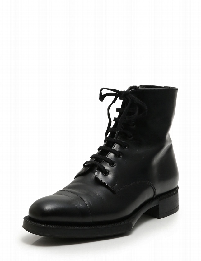 プラダ PRADA ショートブーツ レースアップ 黒 ブラック 23.5cm 