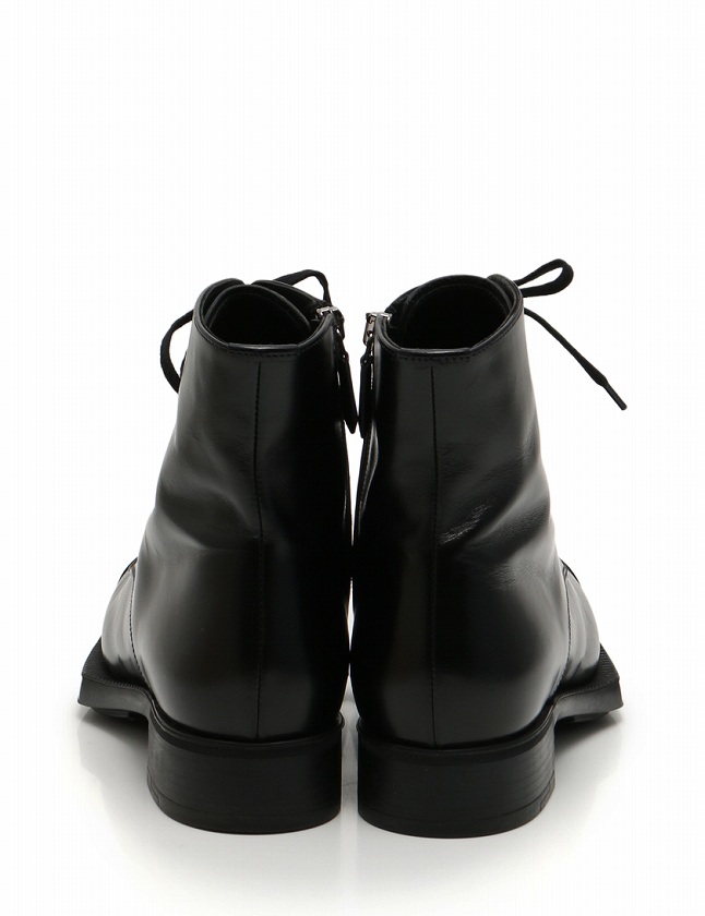プラダ PRADA ショートブーツ レースアップ 黒 ブラック 23.5cm