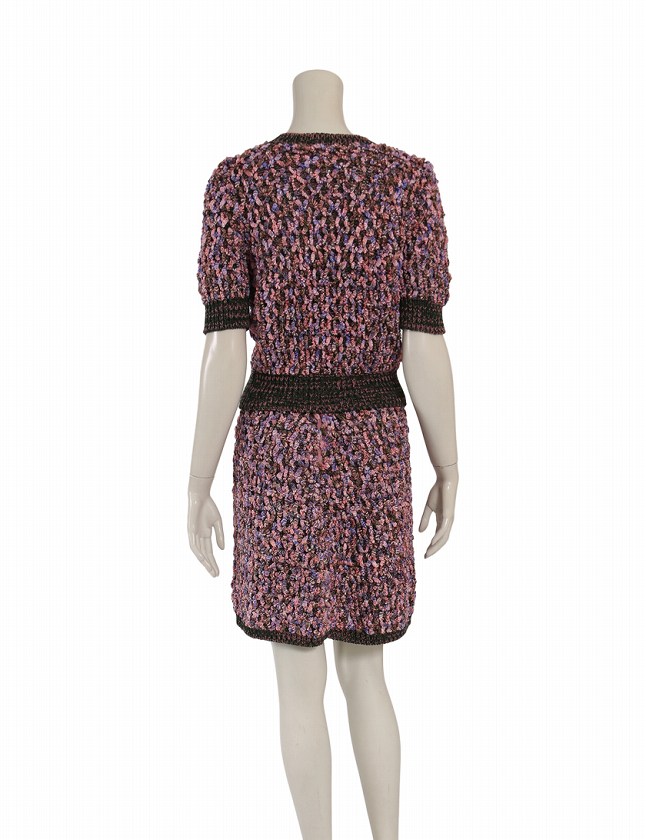 シャネル CHANEL セットアップ ニット スカート ピンク 緑 紫 15S S 五  