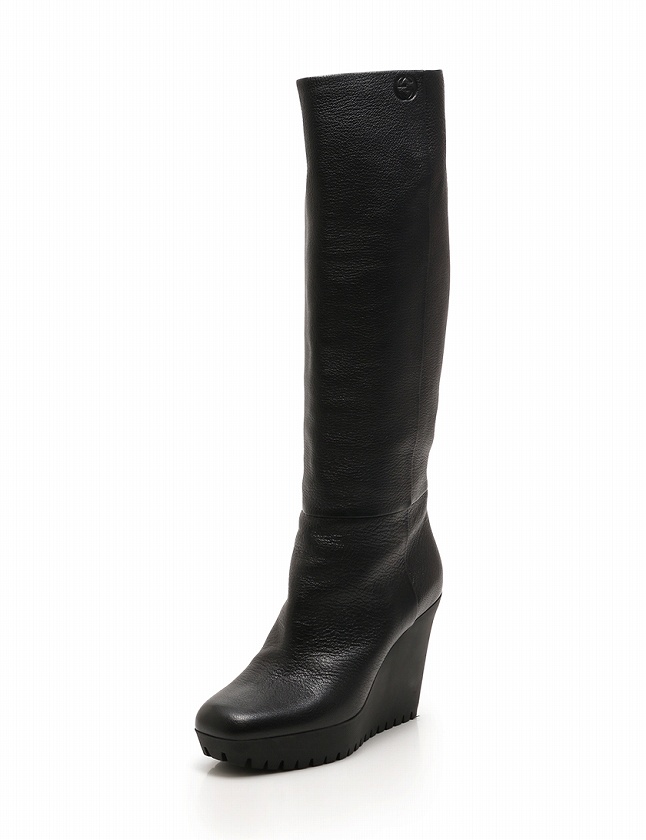 グッチ GUCCI ロングブーツ ウェッジソール 黒 ブラック 25.5cm 