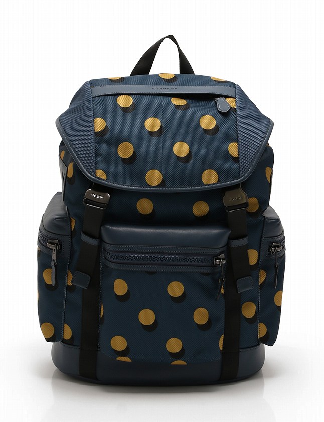 コーチ Coach バックパック リュック トレック オプティカルドット ネイビー 紺 黄色 黒 ナイロン レザー F メンズ 114 ベクトルパーク
