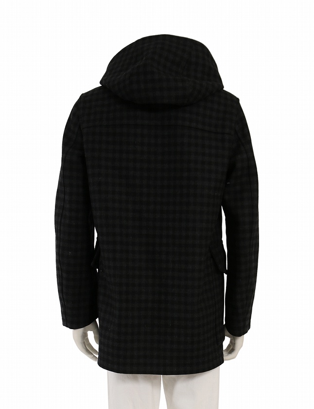 グッチ GUCCI ダッフルコート 黒 グレー M アウター チェック 48