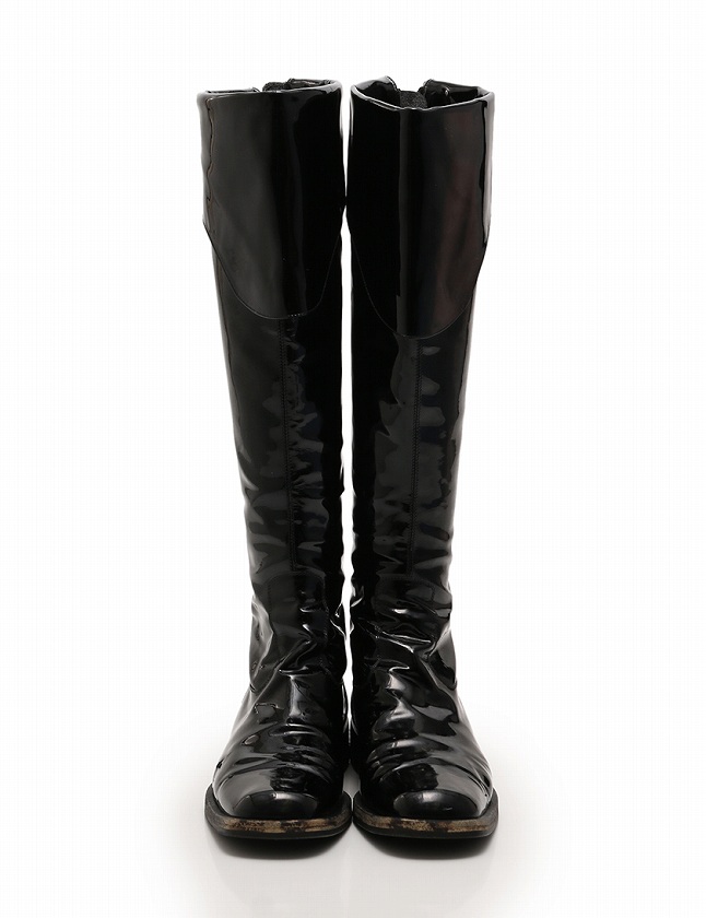 シャネル CHANEL ロングブーツ 黒 ブラック 01A 24.5cm シューズ 37.5 