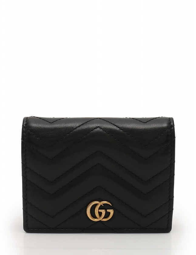 グッチ GUCCI 財布 カードケース 二つ折り GGマーモント 黒 ブラック  