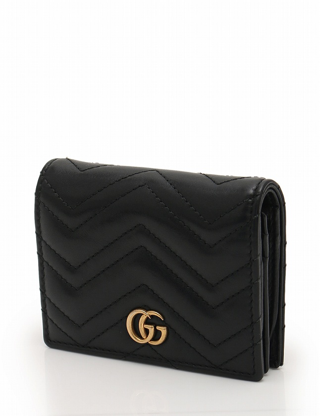 箱袋付 綺麗 グッチ 二つ折り財布 GGマーモント 黒 小銭入れ メンズ