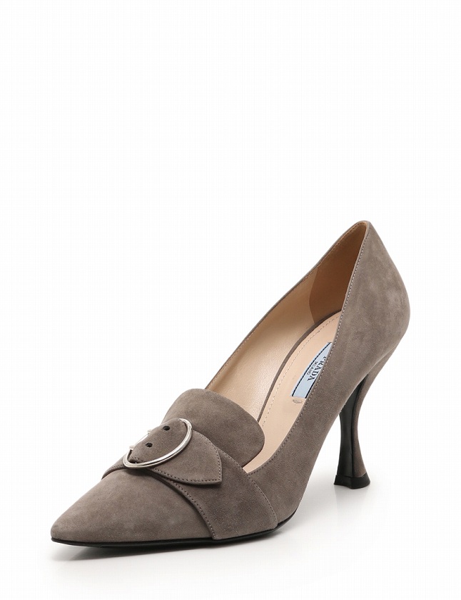 プラダ PRADA パンプス ヒール グレー 26cm シューズ 39 スエード 