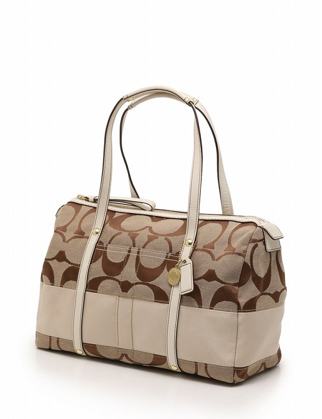 コーチ COACH ハンドバッグ ミニボストン シグネチャー ベージュ