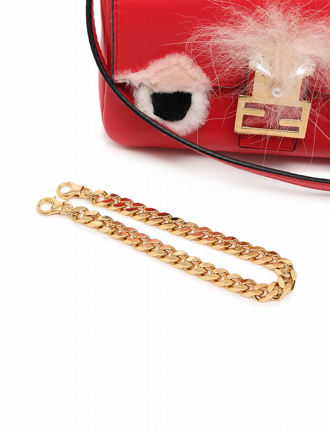 FENDI バケットバッグ モンスター レザー ピンク 袋 ストラップ ミラー FENDI - FENDI バケットバッグ モンスター レザー ピンク 袋