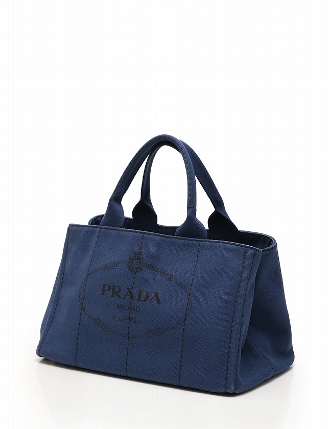【美品】プラダ カナパ トートバッグ 2way キャンバス ギャラ付 ネイビー PRADA プラダ カナパ 2wayトートバッグ バケツトート キャンバス