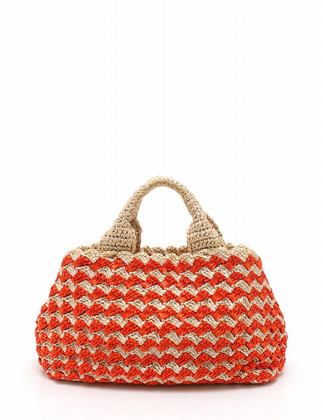 プラダ PRADA クロシェ トートバッグ かごバッグ オレンジ Prada