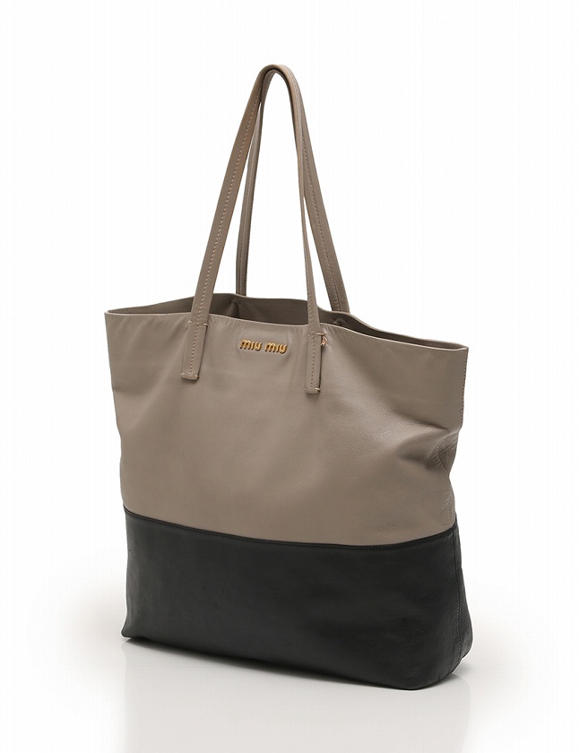 ミュウミュウ miumiu トートバッグ ショルダーバッグ グレー 黒 バイ 