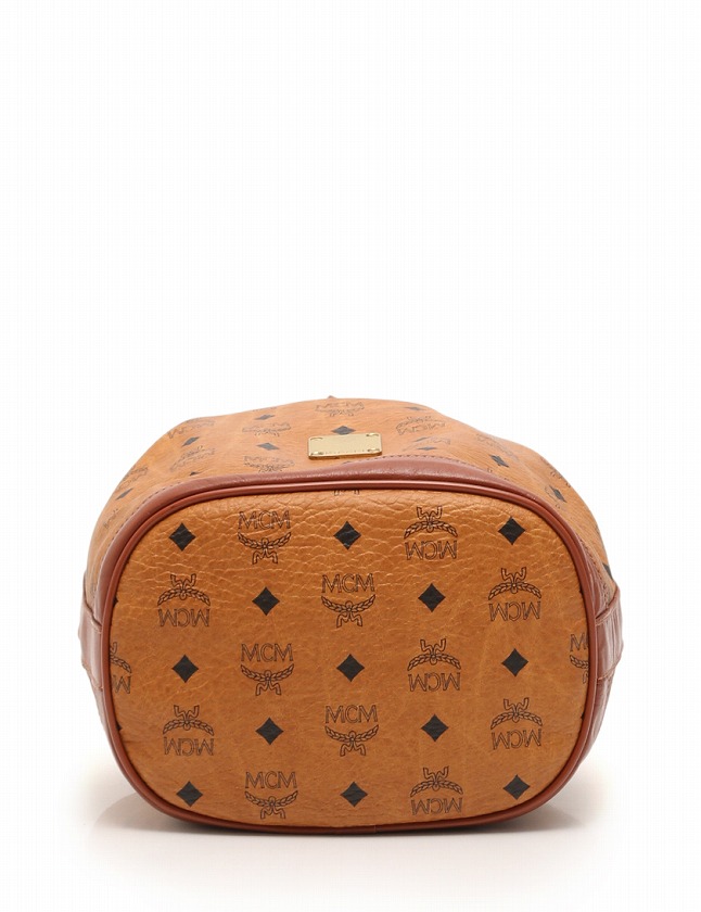 エムシーエム MCM ショルダーバッグ 巾着 コニャック キャメル 茶色 総 