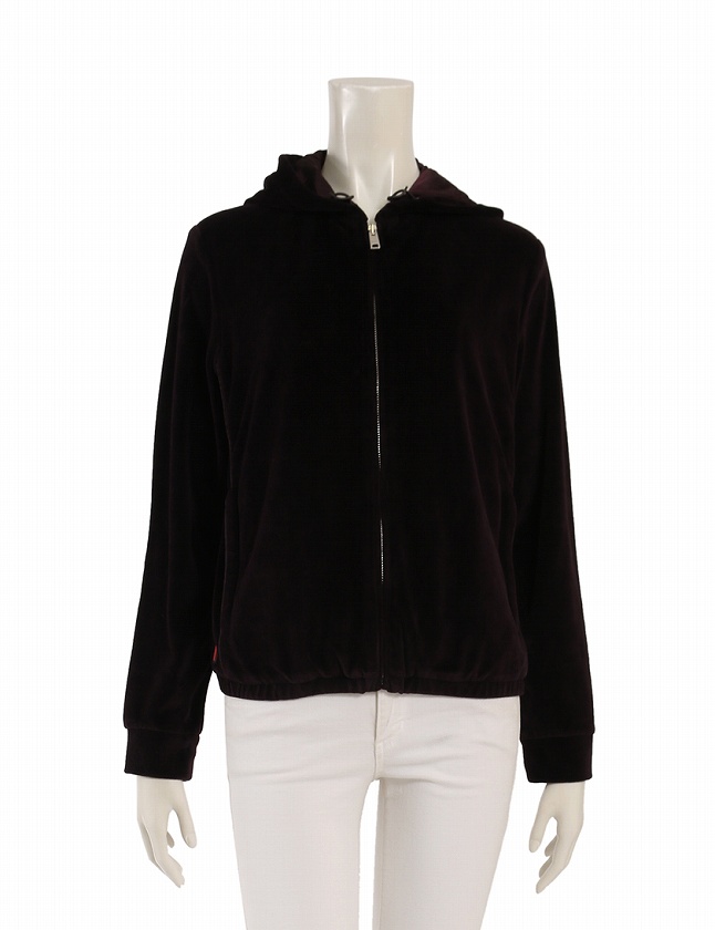 プラダ PRADA パーカー ベロア 紫 パープル トップス 長袖 無地 M  