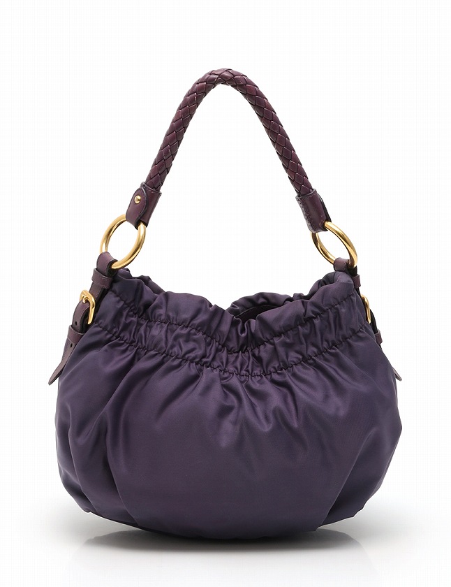 プラダ PRADA ショルダーバッグ 紫 パープル ナイロン レザー TESSUTO 