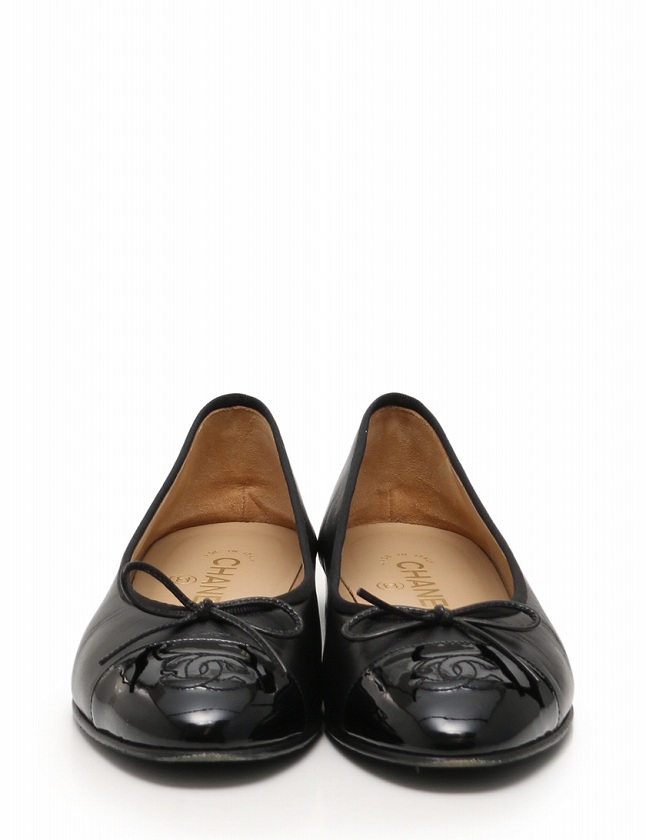 シャネル CHANEL フラットシューズ ココマーク 黒 00V 24.5cm シューズ 