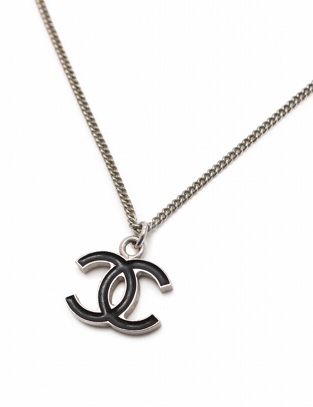 シャネル CHANEL ネックレス ペンダント ココマーク シルバー 黒