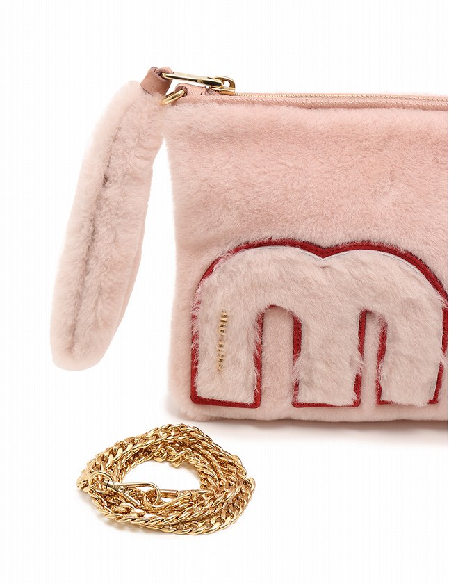 ミュウミュウ miumiu クラッチバッグ ショルダーバッグ ピンク シープ  