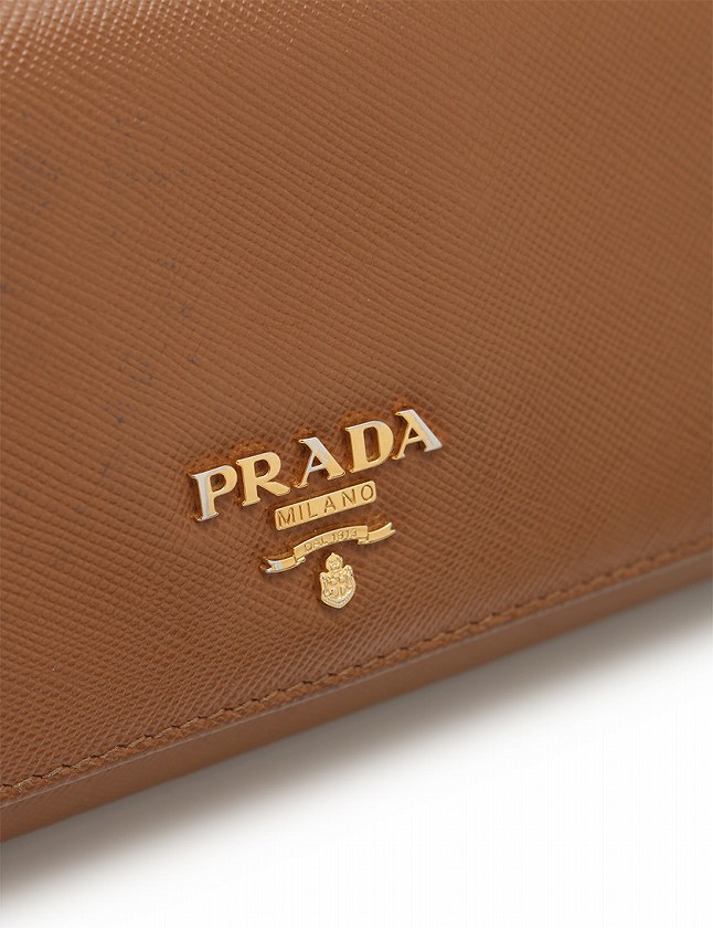プラダ PRADA 長財布 二つ折り 茶色 ブラウン 小物 サフィアーノレザー 