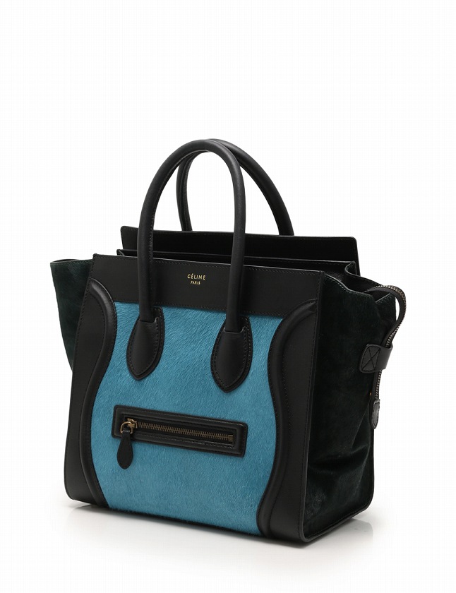 セリーヌ CELINE ハンドバッグ ラゲージ ミニショッパー 水色 緑 黒 